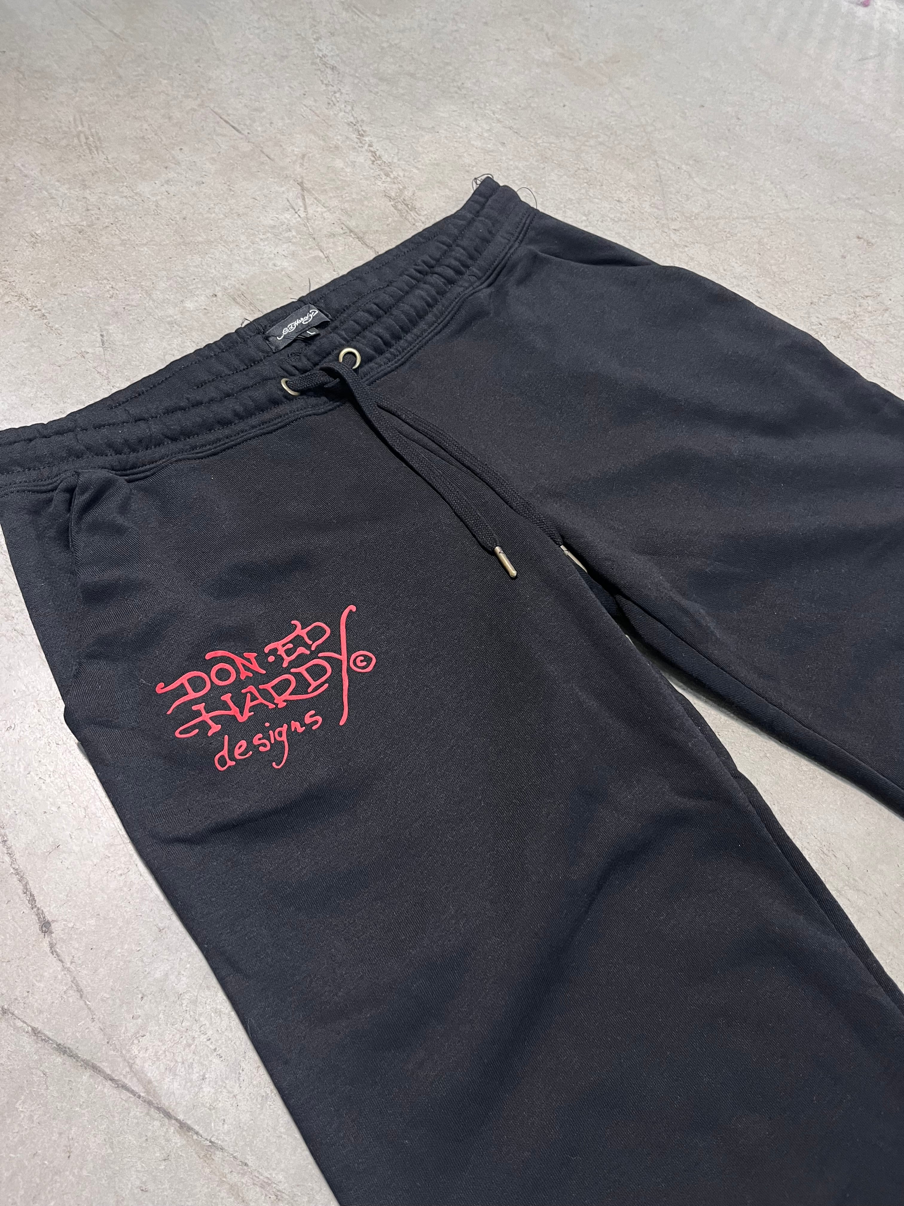 ED HARDY “LKS skull” BLACK FLARE PANTS