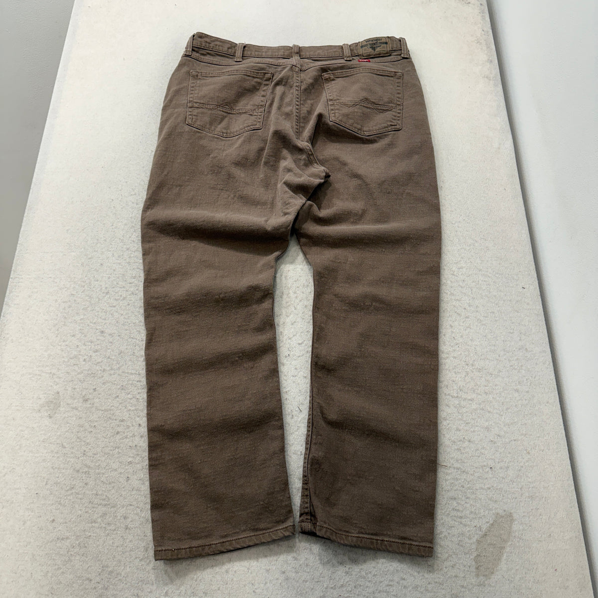 Wrangler Mens Brown Canvas Pants Athletic Fit Pockets Zip-Fly Classic Size 38x30