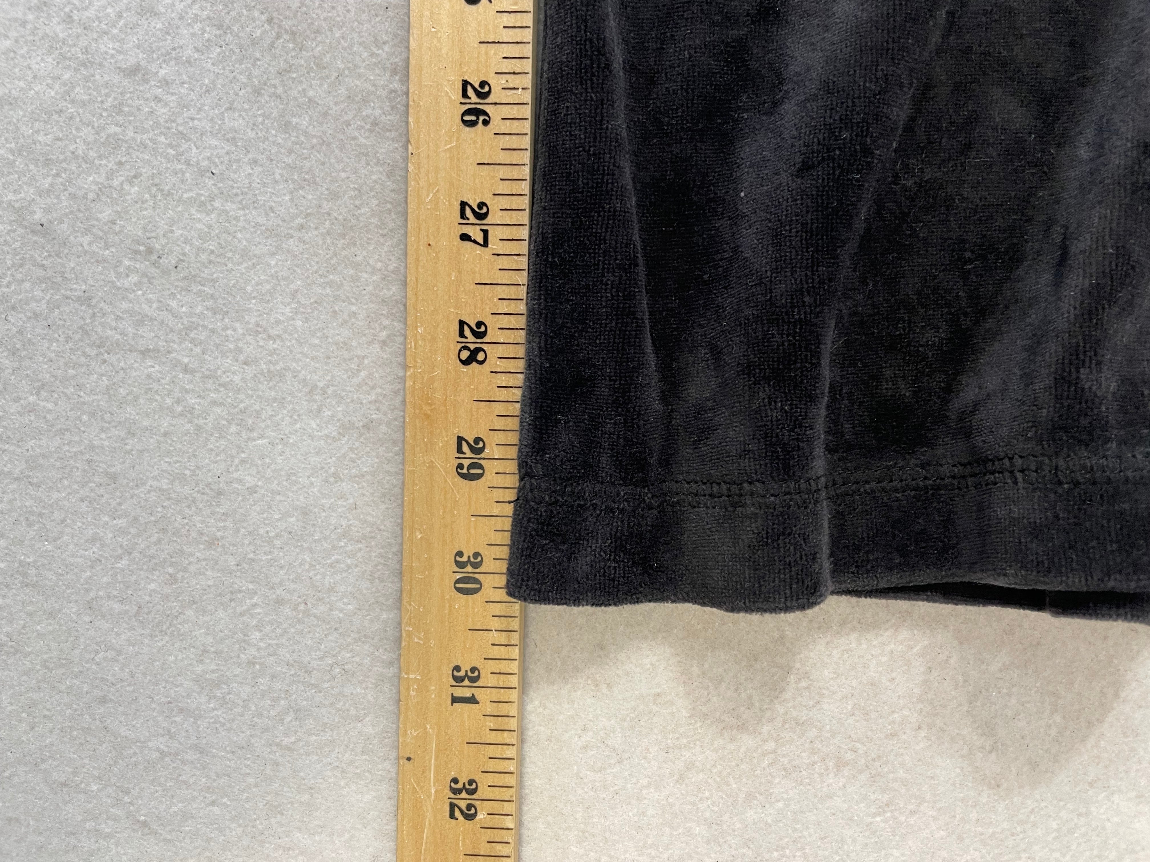 Vintage Juicy Couture Black Drawstring Flare Velour Pants Fly-Front Waistband Size XL