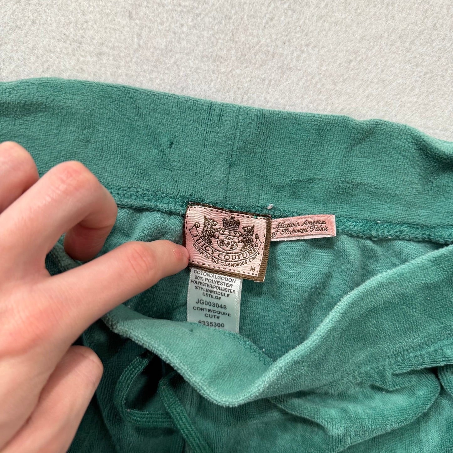 Juicy Couture Womens Jade Green Velour Straight Leg Track Pant Loungewear Size M