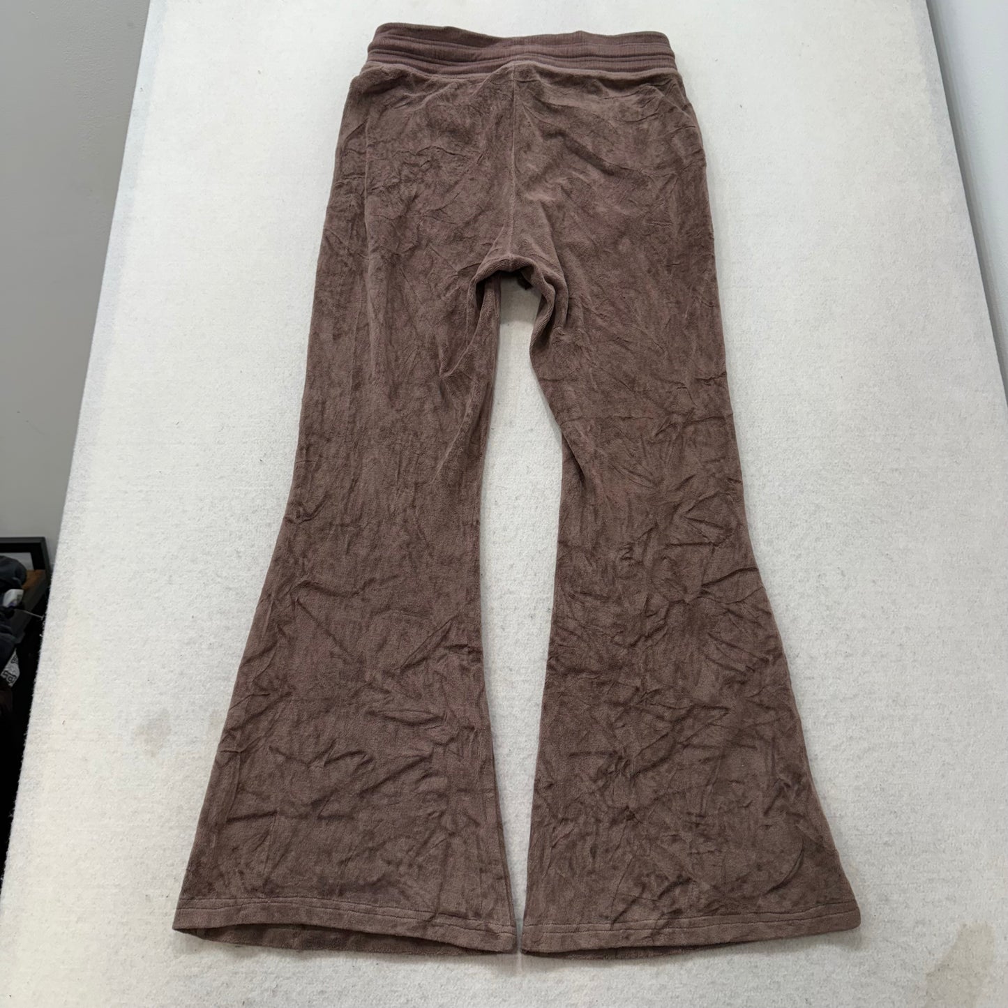Vintage Juicy Couture Women Brown Velour Flared Leg Track Pant Drawstring Size S
