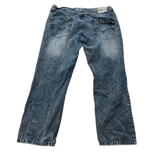 Southpole Men's Acid Wash Blue Denim Relaxed Fit Baggy Distressed Jeans Size 38