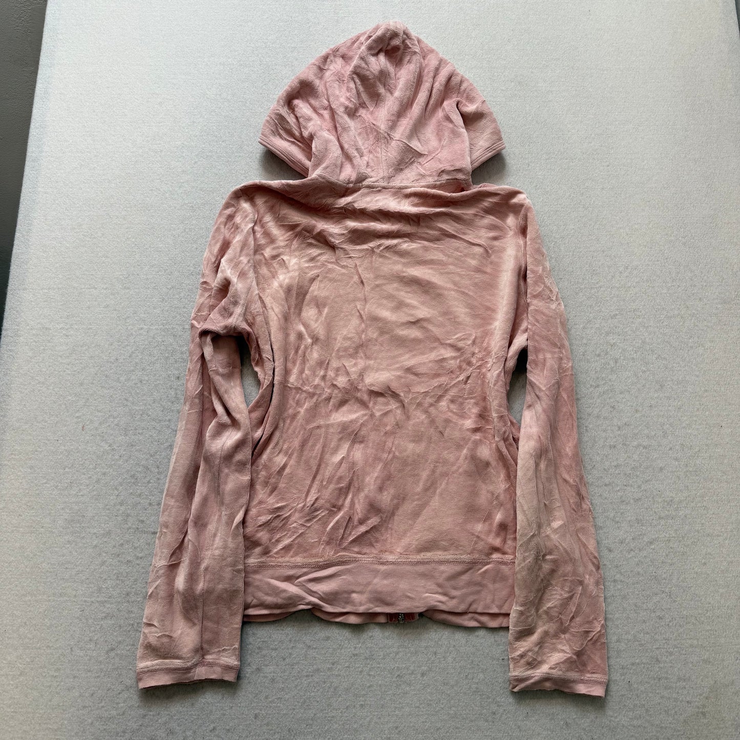 Juicy Couture Dusty Rose Velour Tracksuit Set Zip Up Hoodie & Flared Pant Size L