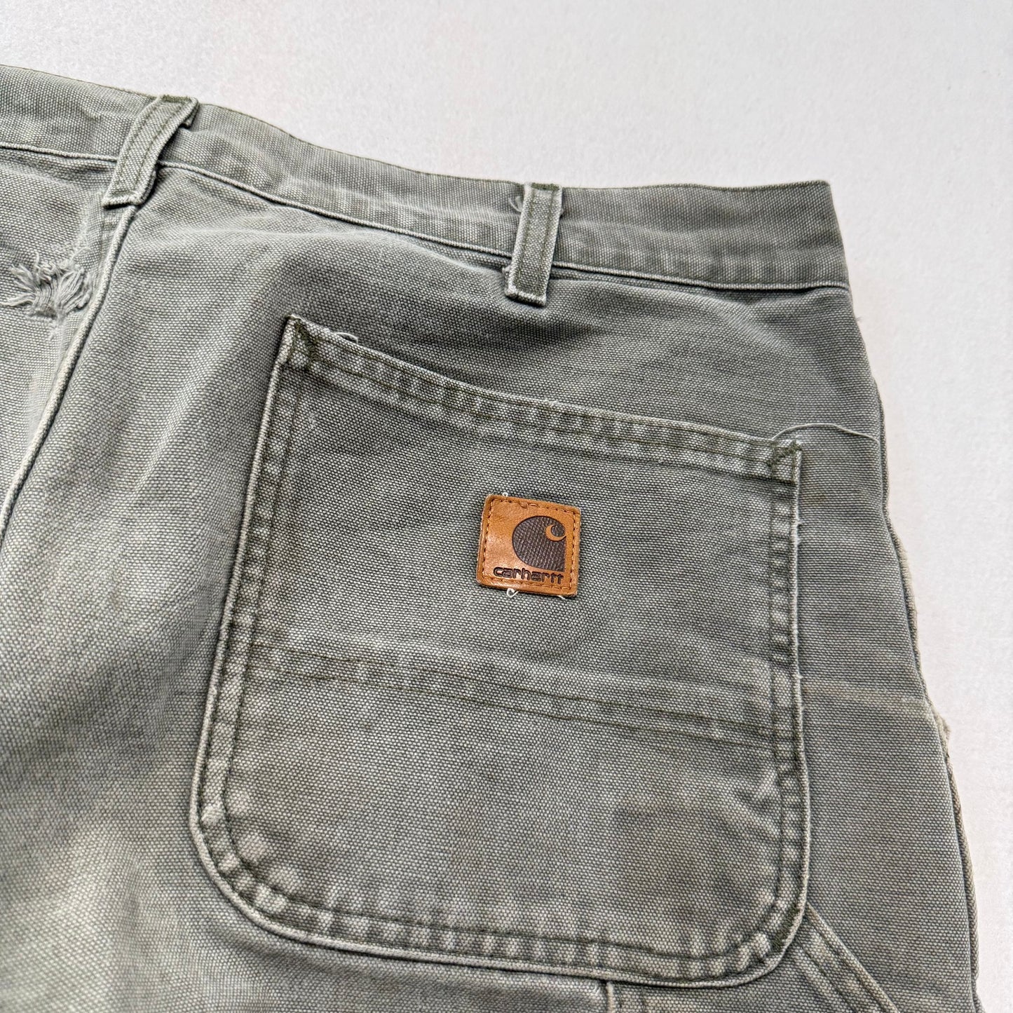 Carhartt Men's Moss Green Cotton Carpenter Pants Tool Pockets Workwear Waist 36