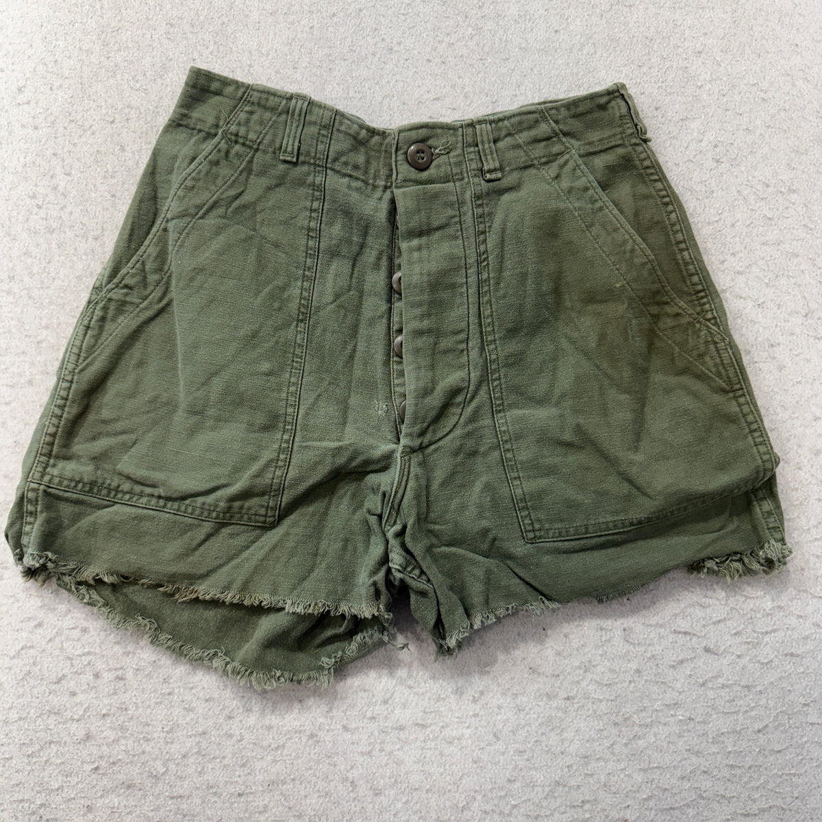 Vintage Military Olive Green Cutoff Utility Shorts Size S photo 1