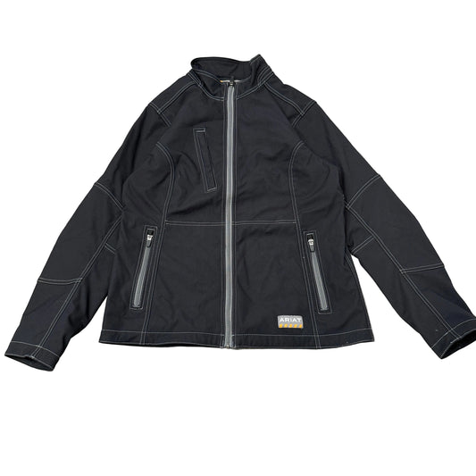 Ariat Men's Black Softshell Jacket Full Zip Contrast Stitching Outdoor Size M
