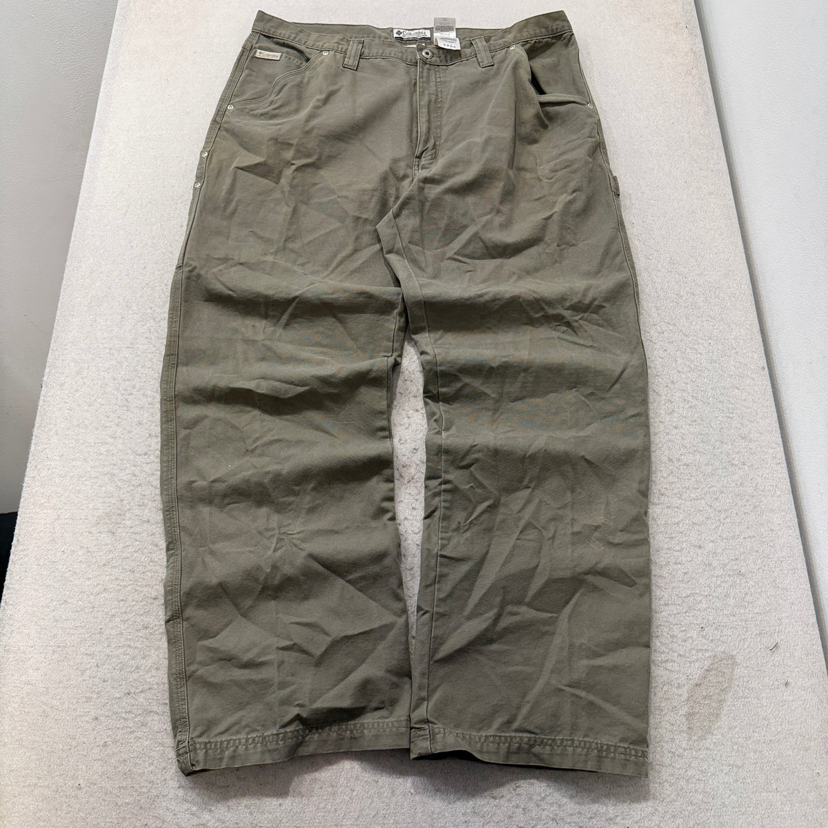 Columbia Outdoor Pants Men's Olive Khaki Cotton Canvas Relaxed Hiking Size 40x32 photo 1