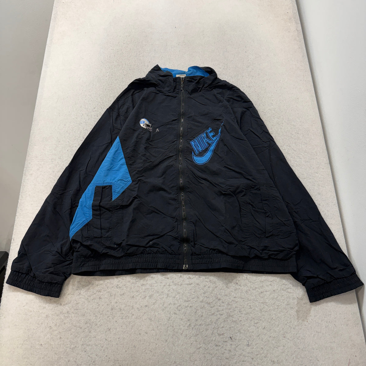 Nike Vintage Black Blue Full Zip Windbreaker Jacket Size L photo 1