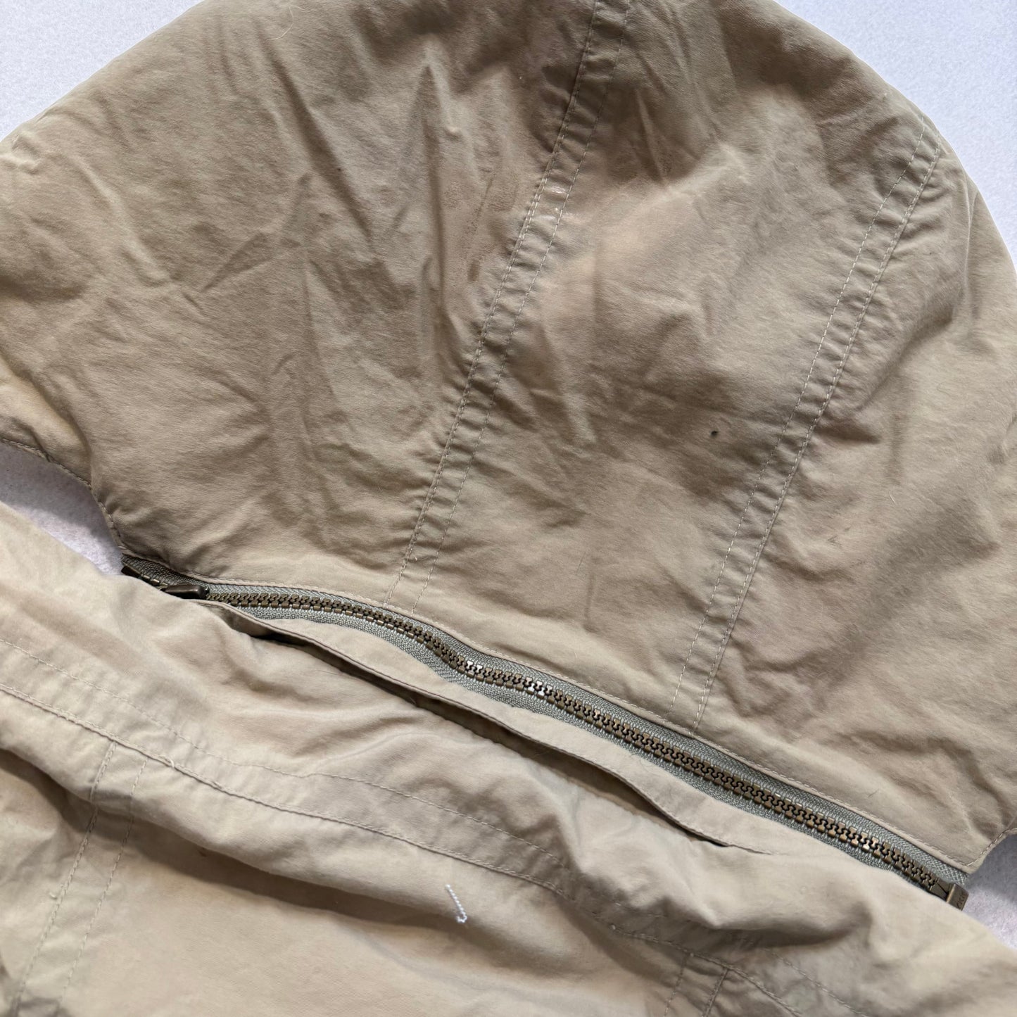 L.L.Bean Men Tan Nylon Full Zip Baxter State Mountain Parka Cargo Pockets Size M