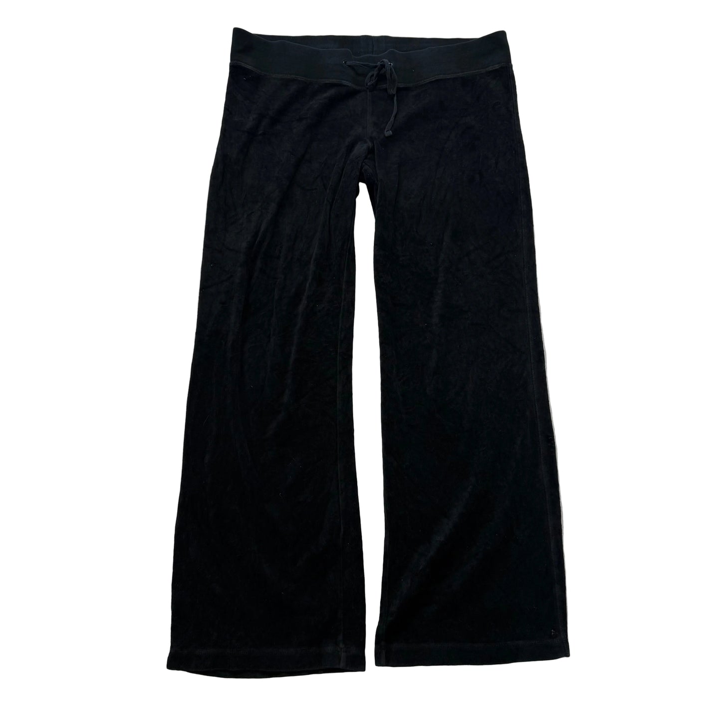 Vintage Juicy Couture Women's Black Velour Wide Leg Track Pant Loungewear Size L