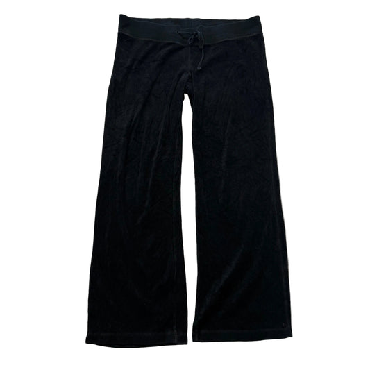 Vintage Juicy Couture Women's Black Velour Wide Leg Track Pant Loungewear Size L