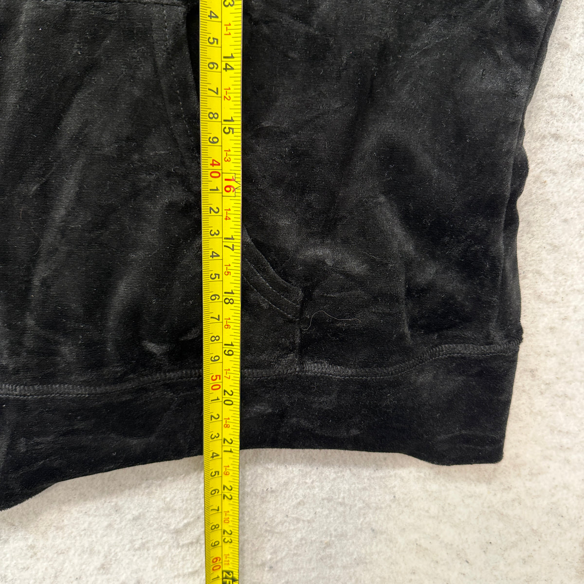 Juicy Couture Womens Black Velour Zip-Up Hoodie Pockets Rhinestone Logo Size 2XL