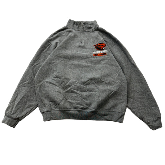 Jerzees NuBlend Oregon State Men's Charcoal Grey Quarter Zip Sweatshirt Size L
