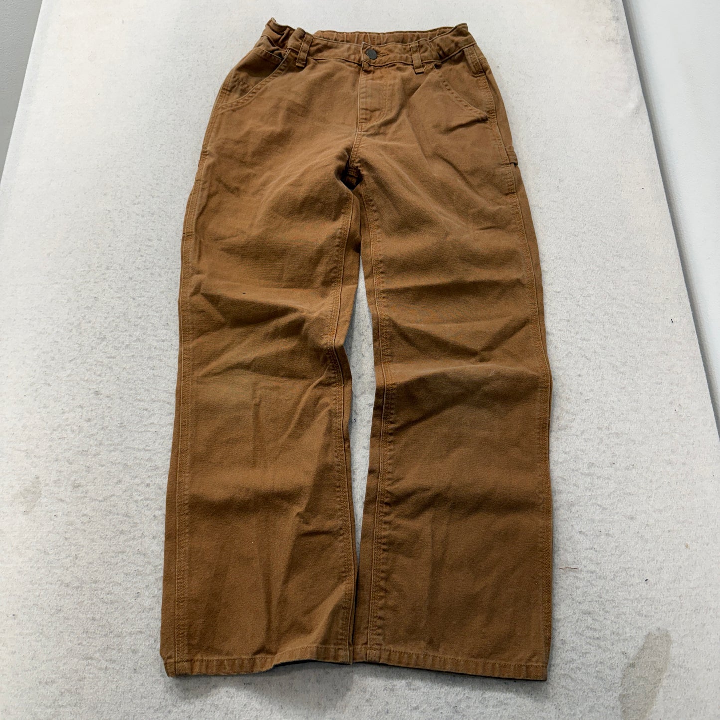 Carhartt Men's Brown Canvas Carpenter Pants Pockets Classic Logo Relaxed Size 14