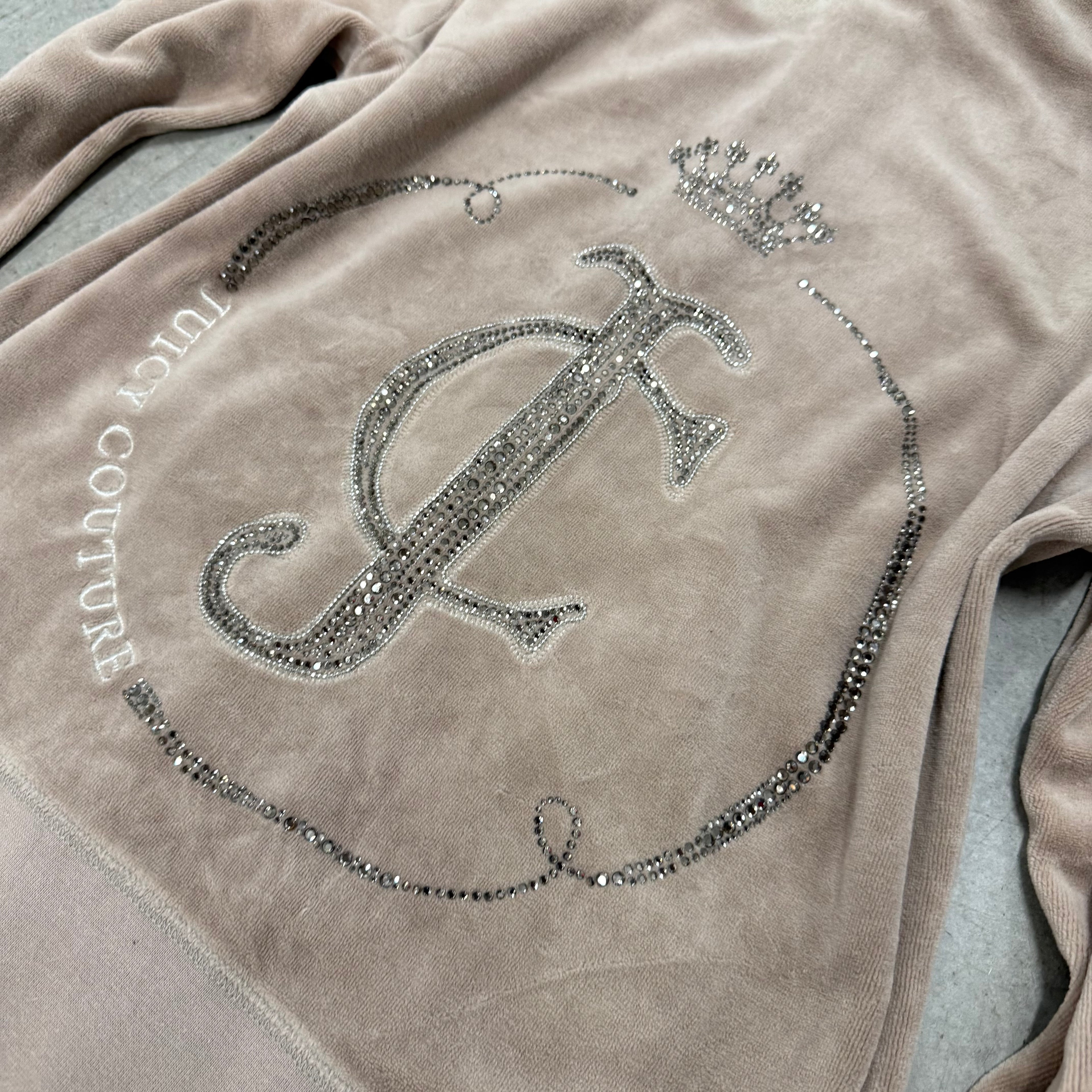 Sandy Brown Velour Juicy Couture Hoodie w/ RARE RHINESTONE DESIGN SIZE XL
