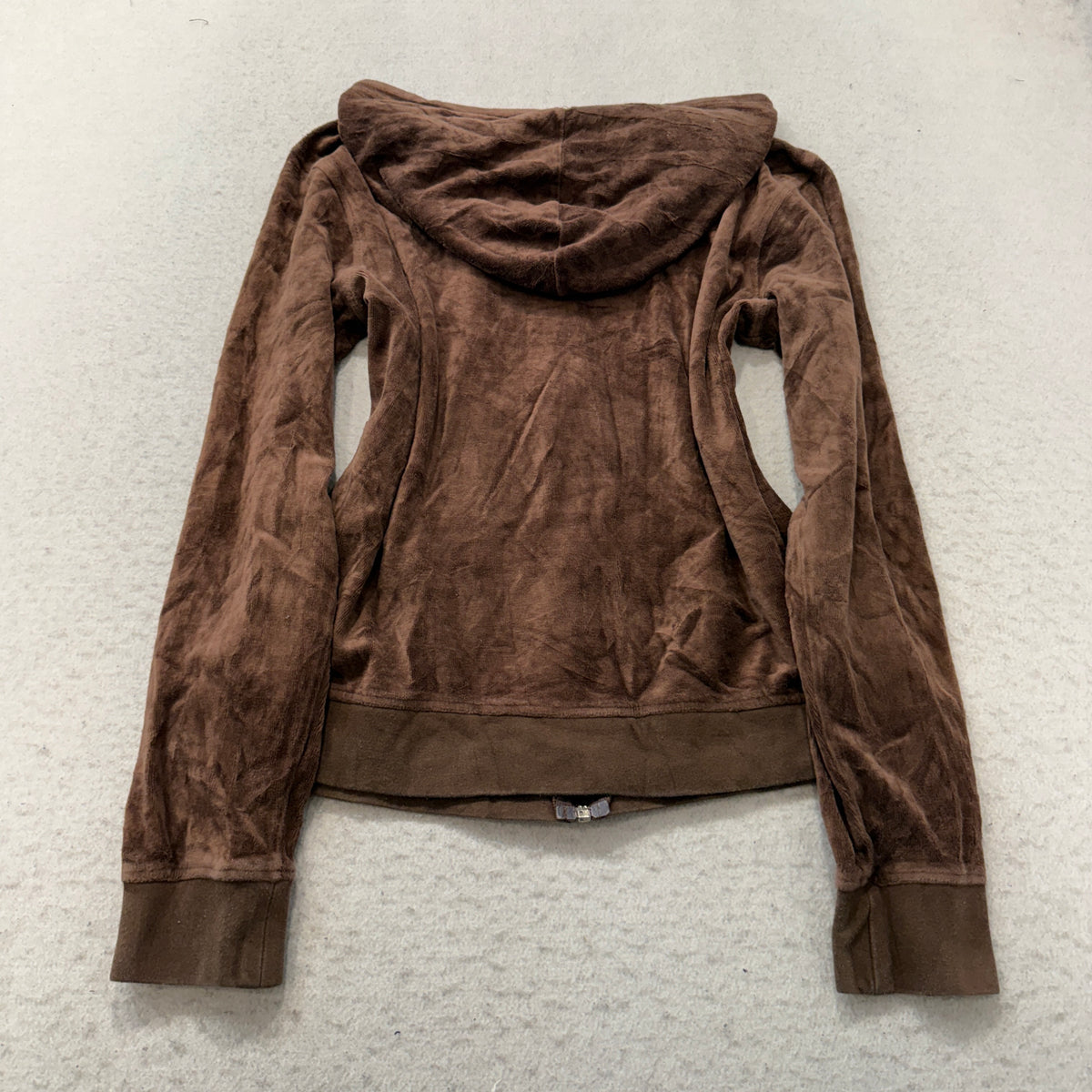 Juicy Couture Women's Brown Zip-Up Hoodie Pockets Drawstring Classic Size M