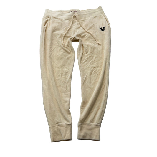 True Religion Men's Cream Off-White Velour Joggers Drawstring Pockets Size XL