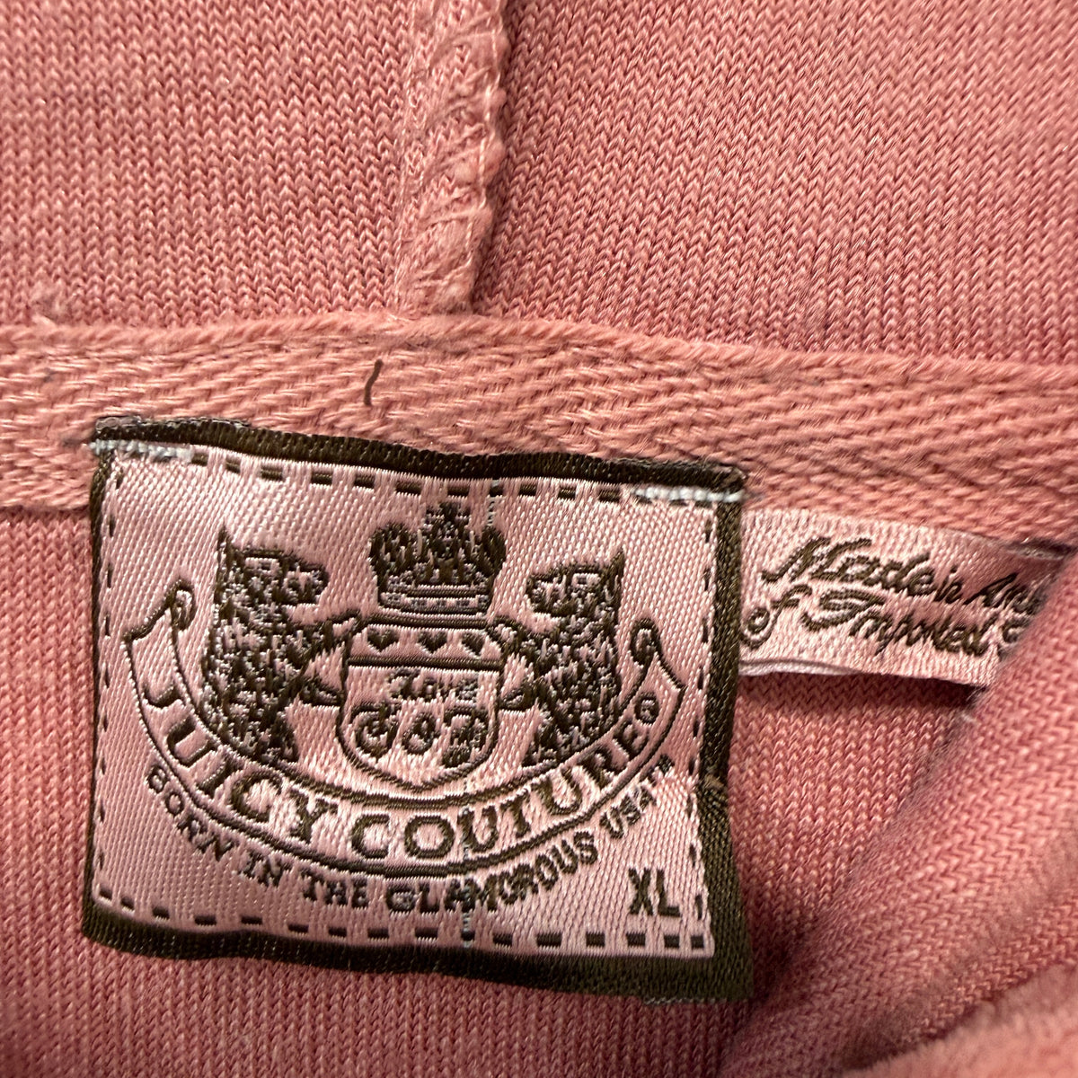 Juicy Couture Women's Coral Velour Zip-Up Hoodie Pockets Loungewear Y2K Size XL