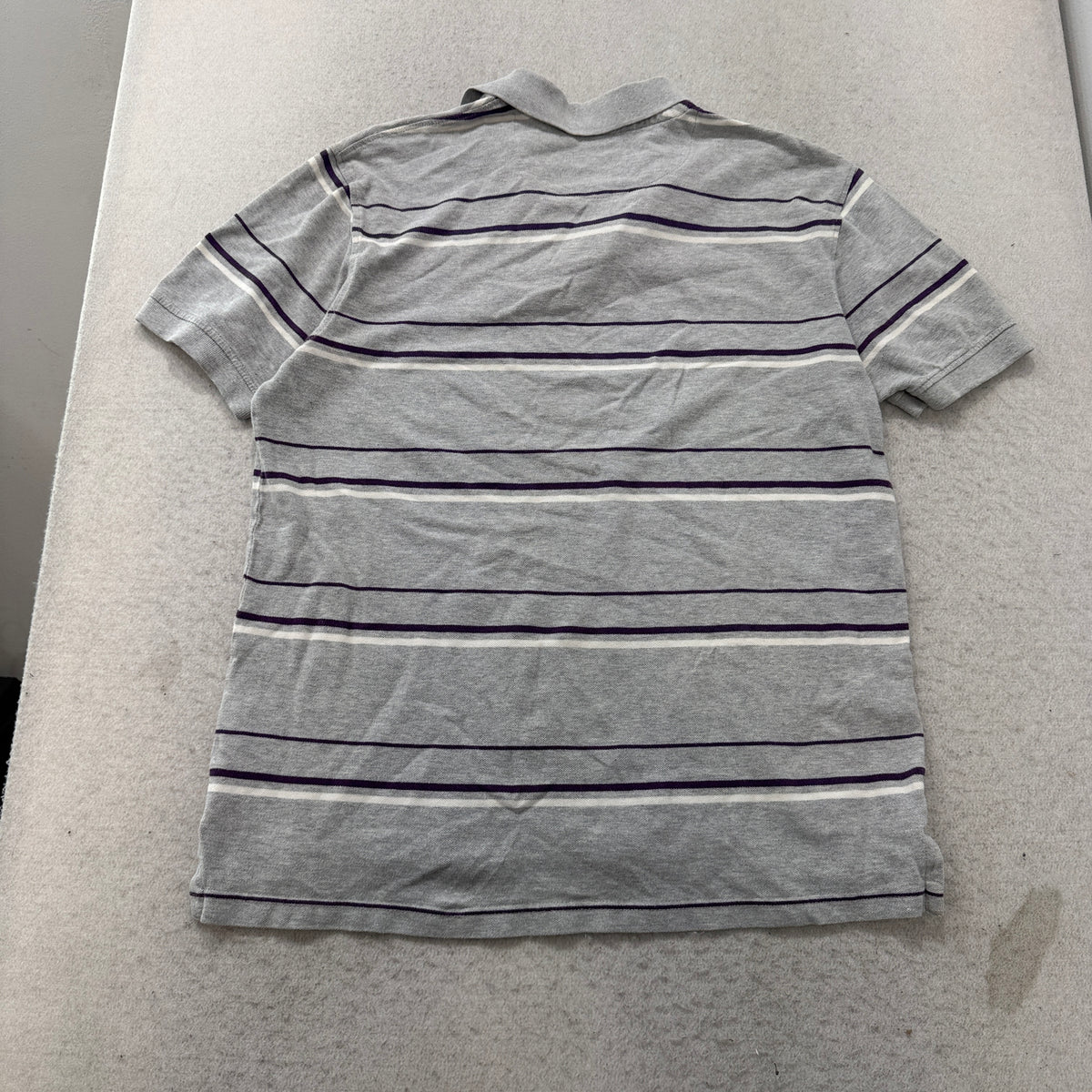 Faded Glory grey purple stripe polo back