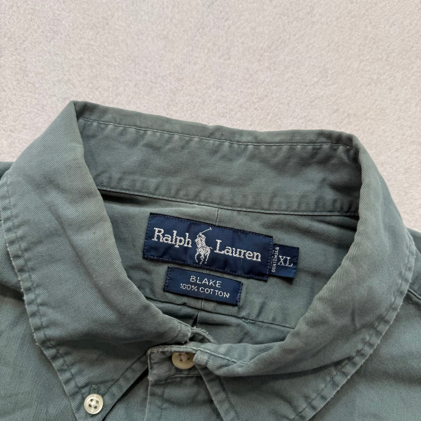 Ralph Lauren Blake Men's Sage Green Cotton Button-Down Shirt Long Sleeve Size XL