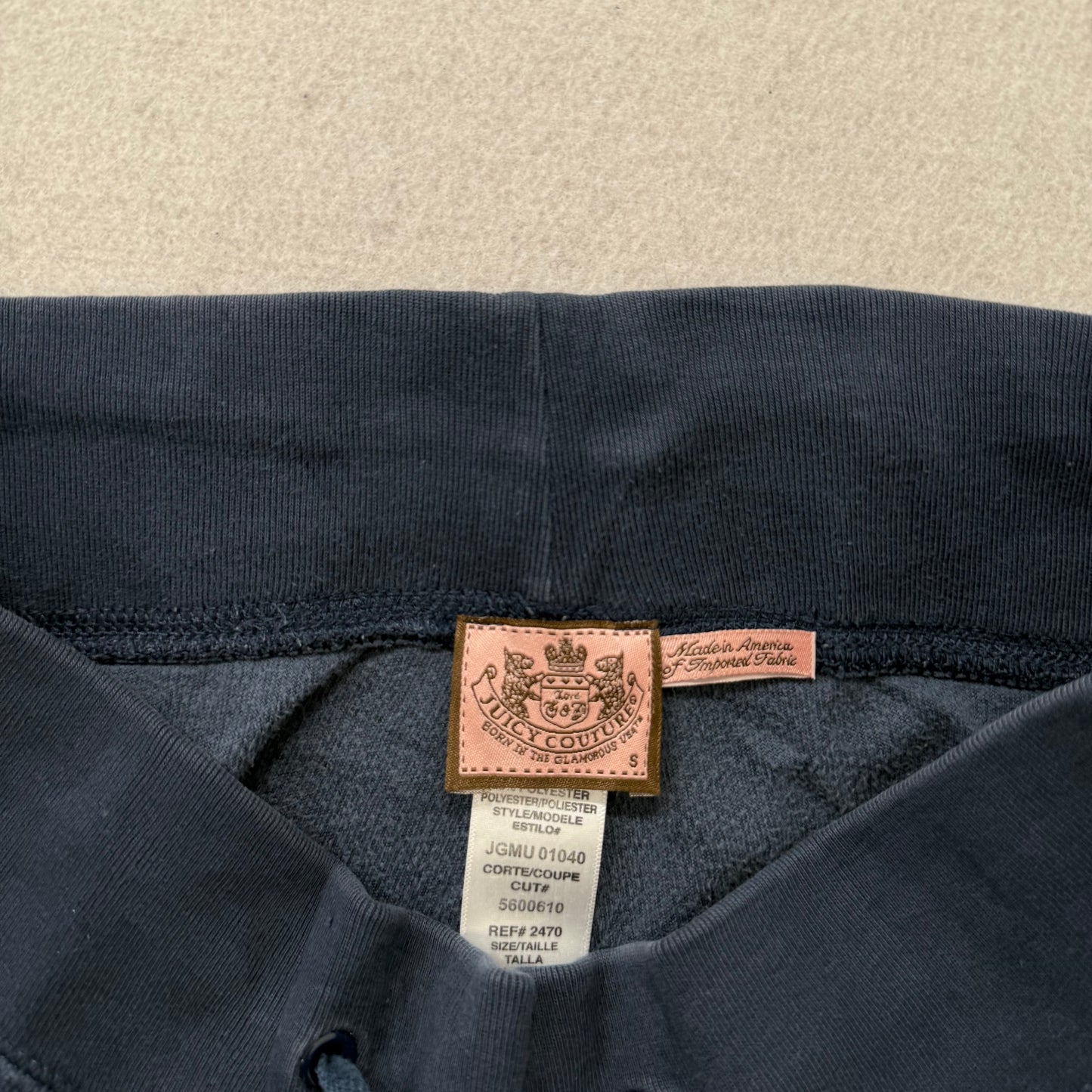 Vintage Juicy Couture Women's Navy Blue Velour Flared Track Pant Low Rise Size S