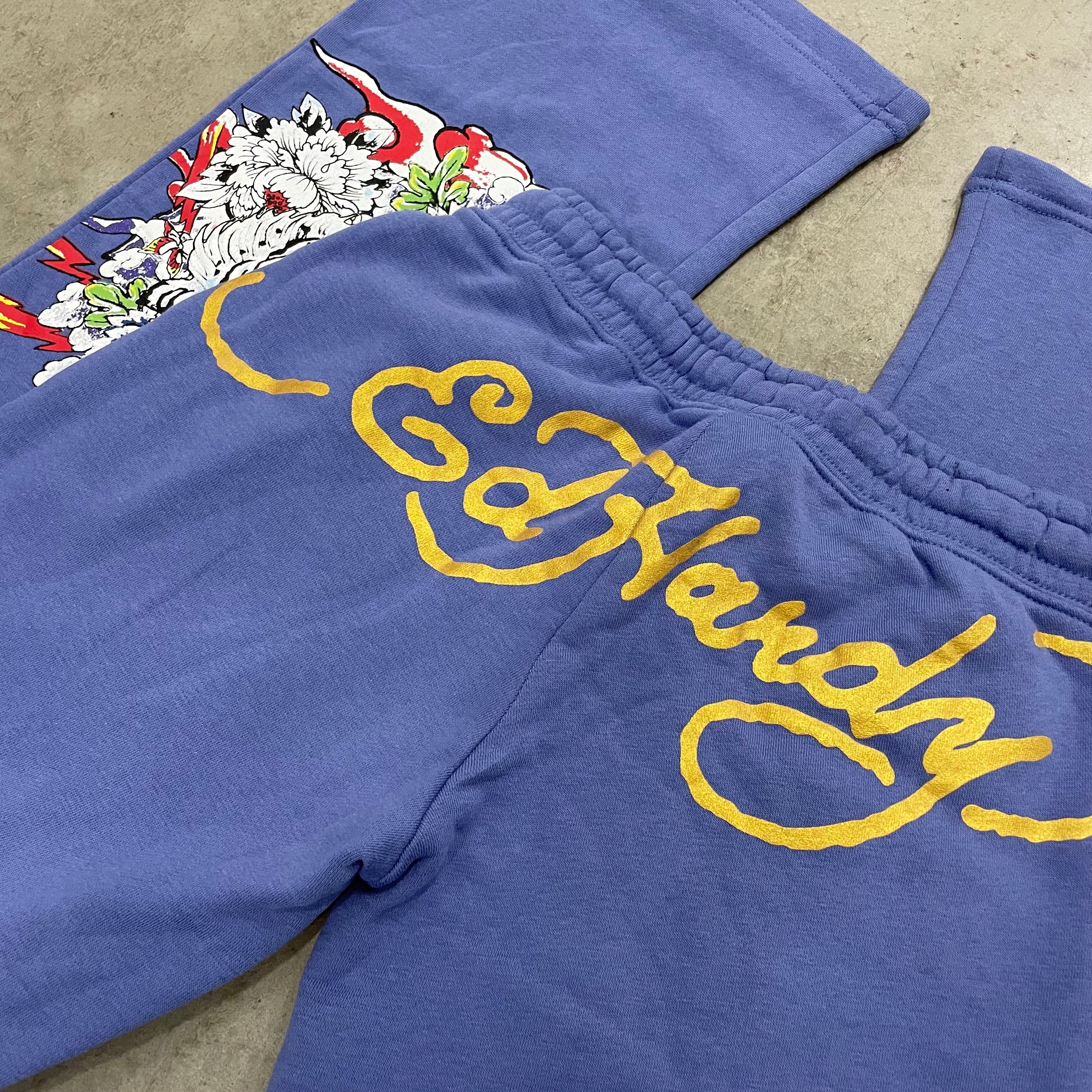 ED HARDY “Tiger Lotus” BLUE FLARE PANTS