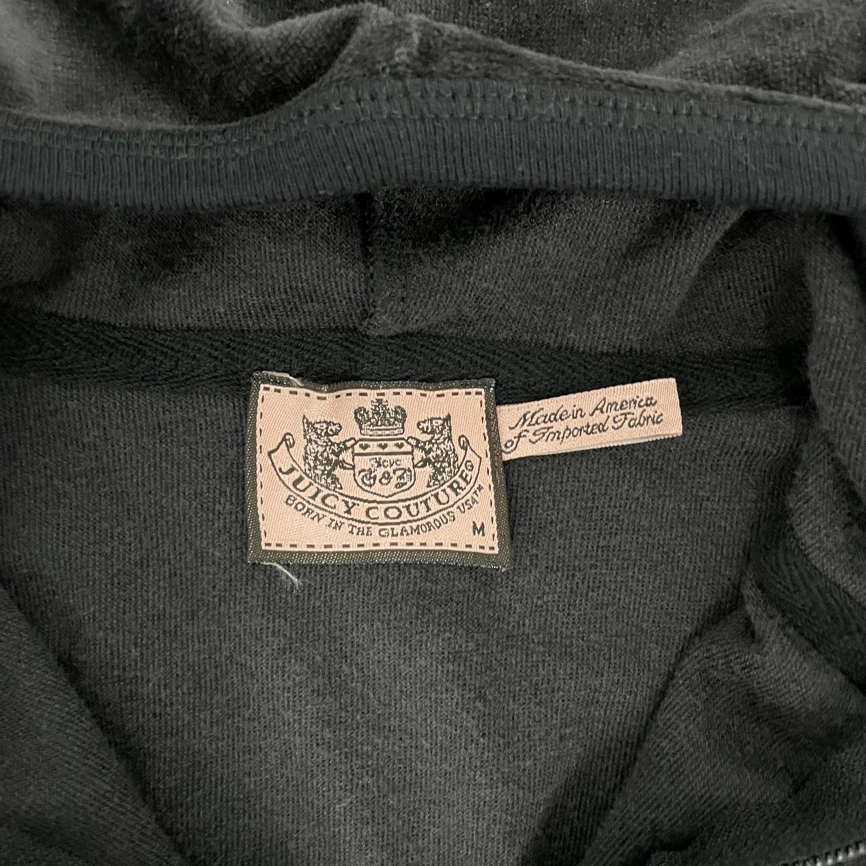Vintage juicy couture back design black zip up hoodie size M