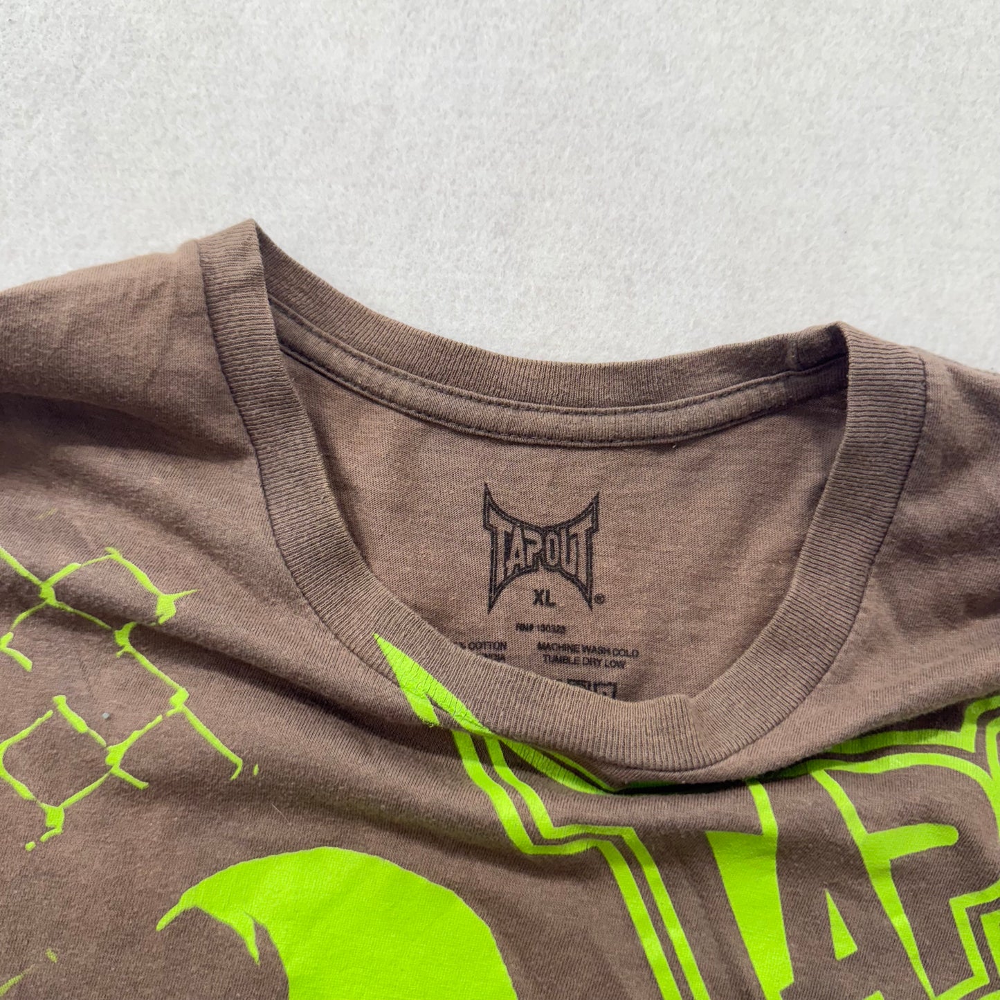 Tapout Men's Brown Cotton T-Shirt Short Sleeves MMA Neon Graphic Tee Size XL