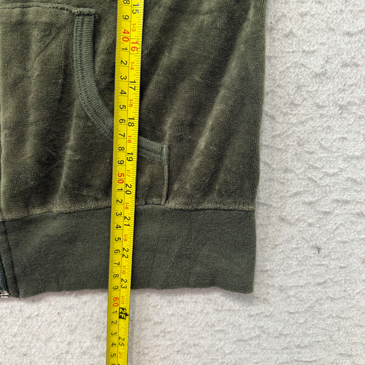 Vintage Juicy Couture Scottie Dogs Women Olive Green Velour Zip-Up Hoodie Size L