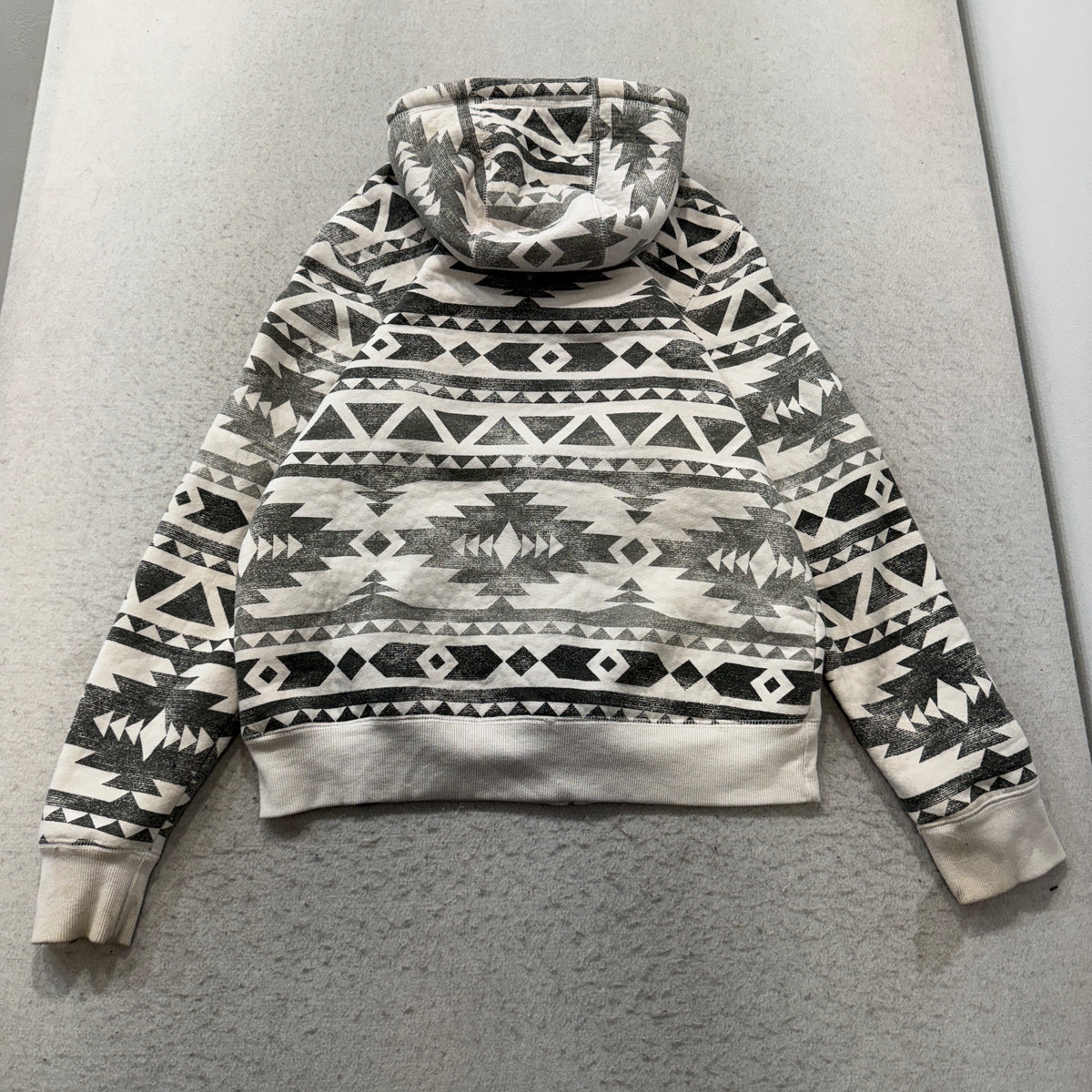 Surplus Aztec Sherpa Lined Full-Zip Hoodie Women's Cream Gray Print Size S photo 2