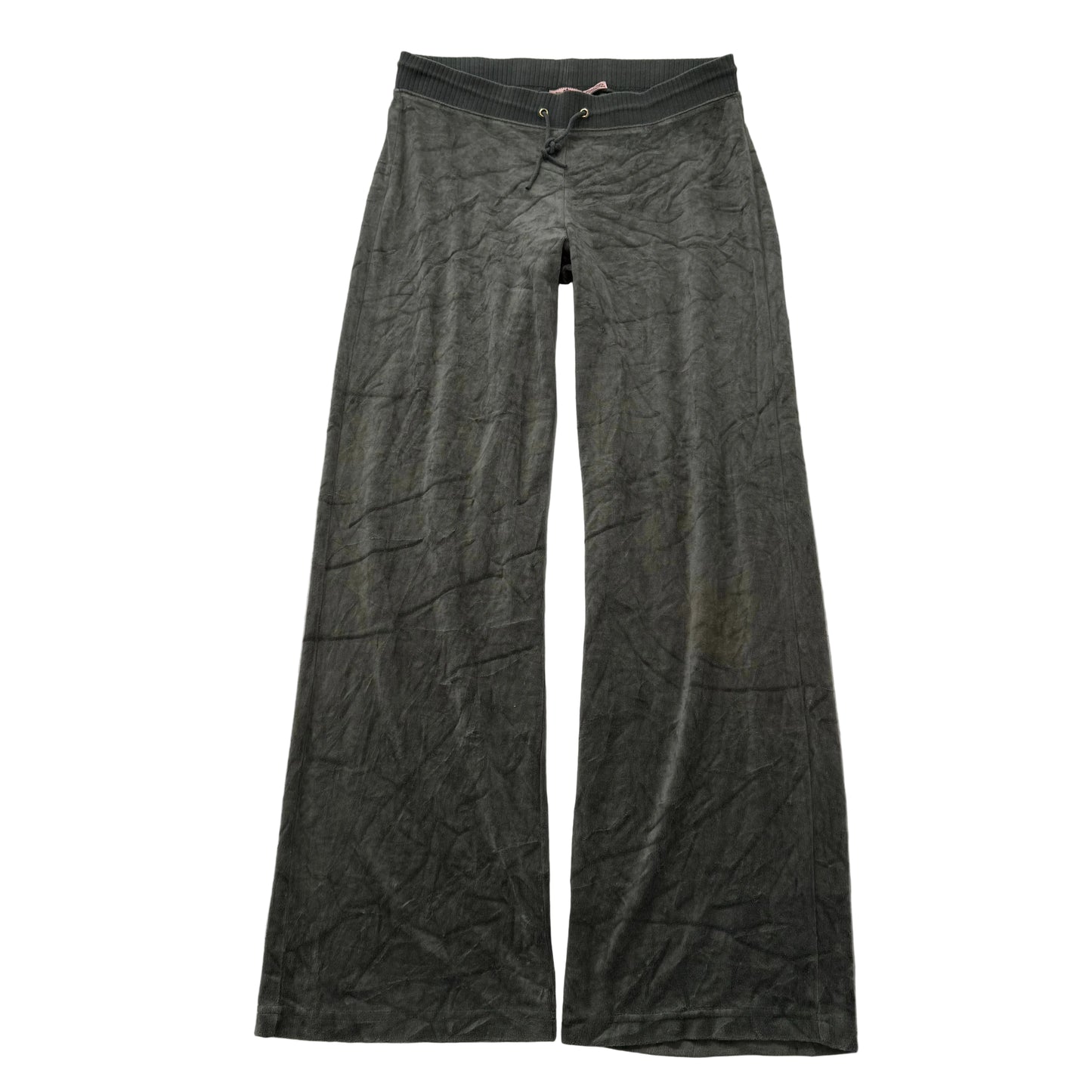 Vintage Juicy Couture Women's Army Green Velour Flare Wide Leg Track Pant Size S