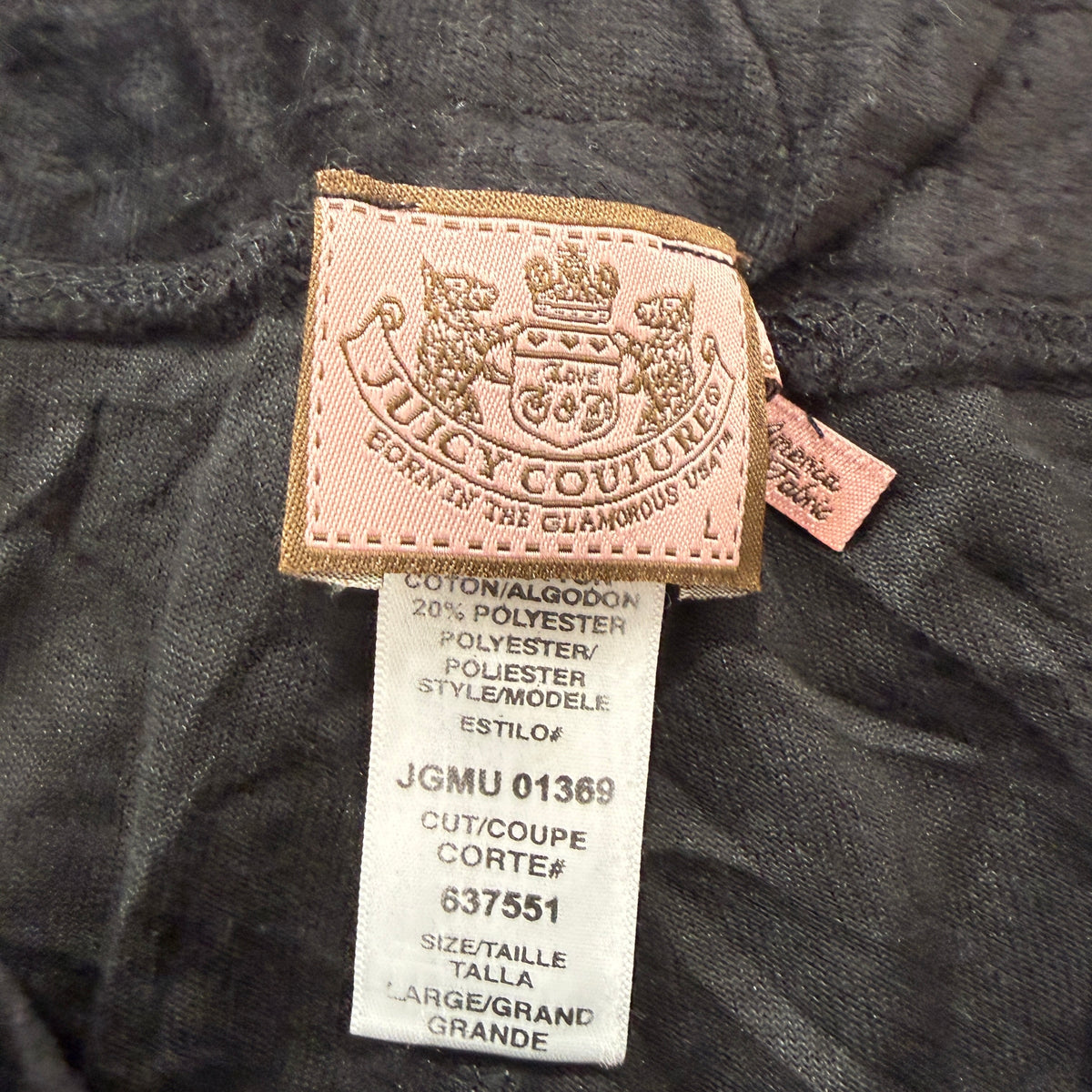 Vintage Juicy Couture Women's Black Velour Flared Track Pants Drawstring Size L