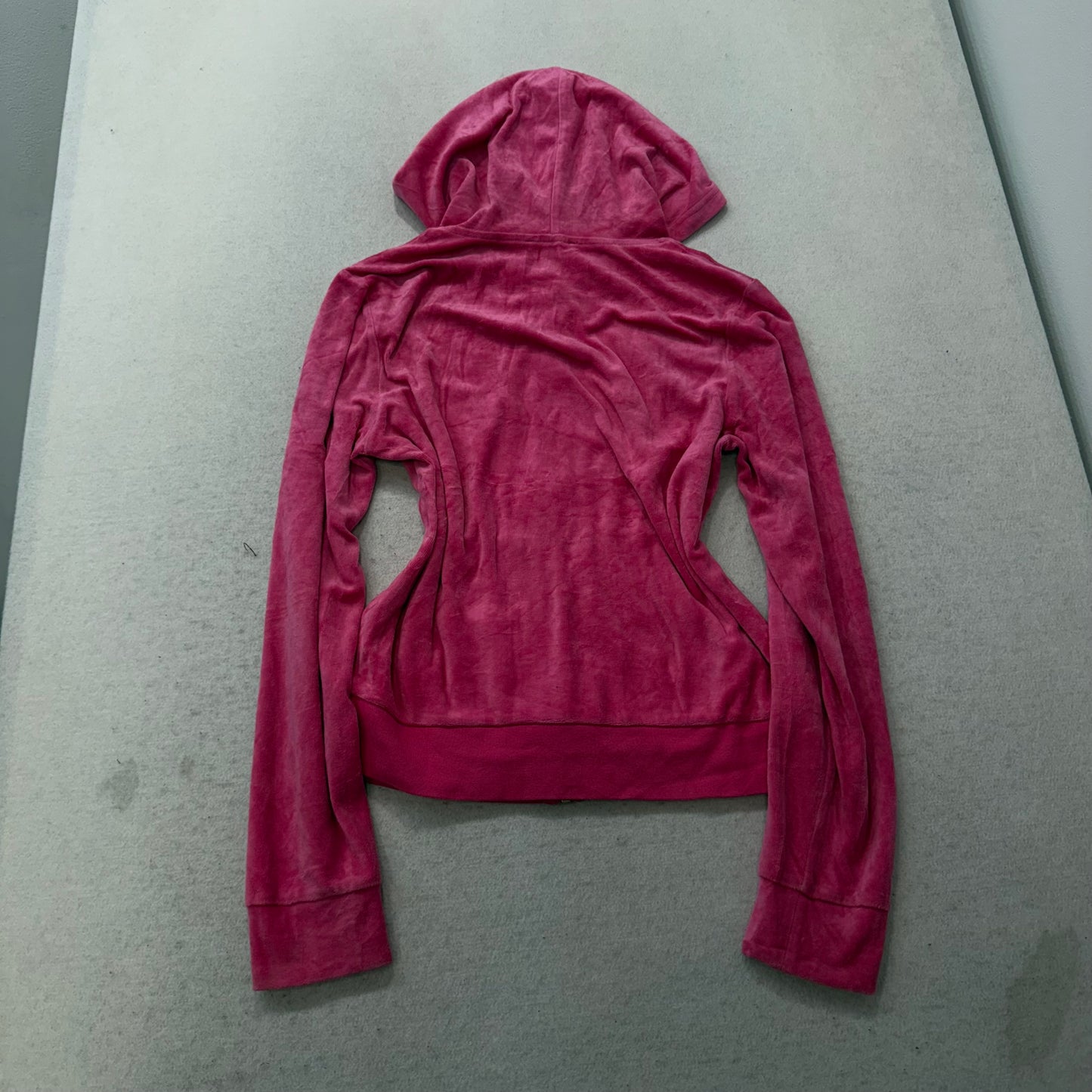 Juicy Couture Women's Dark Pink Velour Zip-Up Hoodie Pockets Casual Y2K Size M