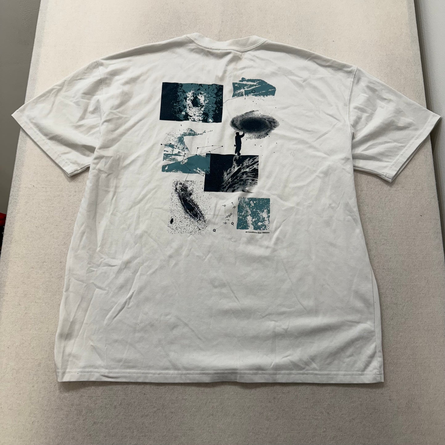 Nike ACG Men's White Cotton Dri-FIT Galaxy T-Shirt Short Sleeves Graphic Size XL