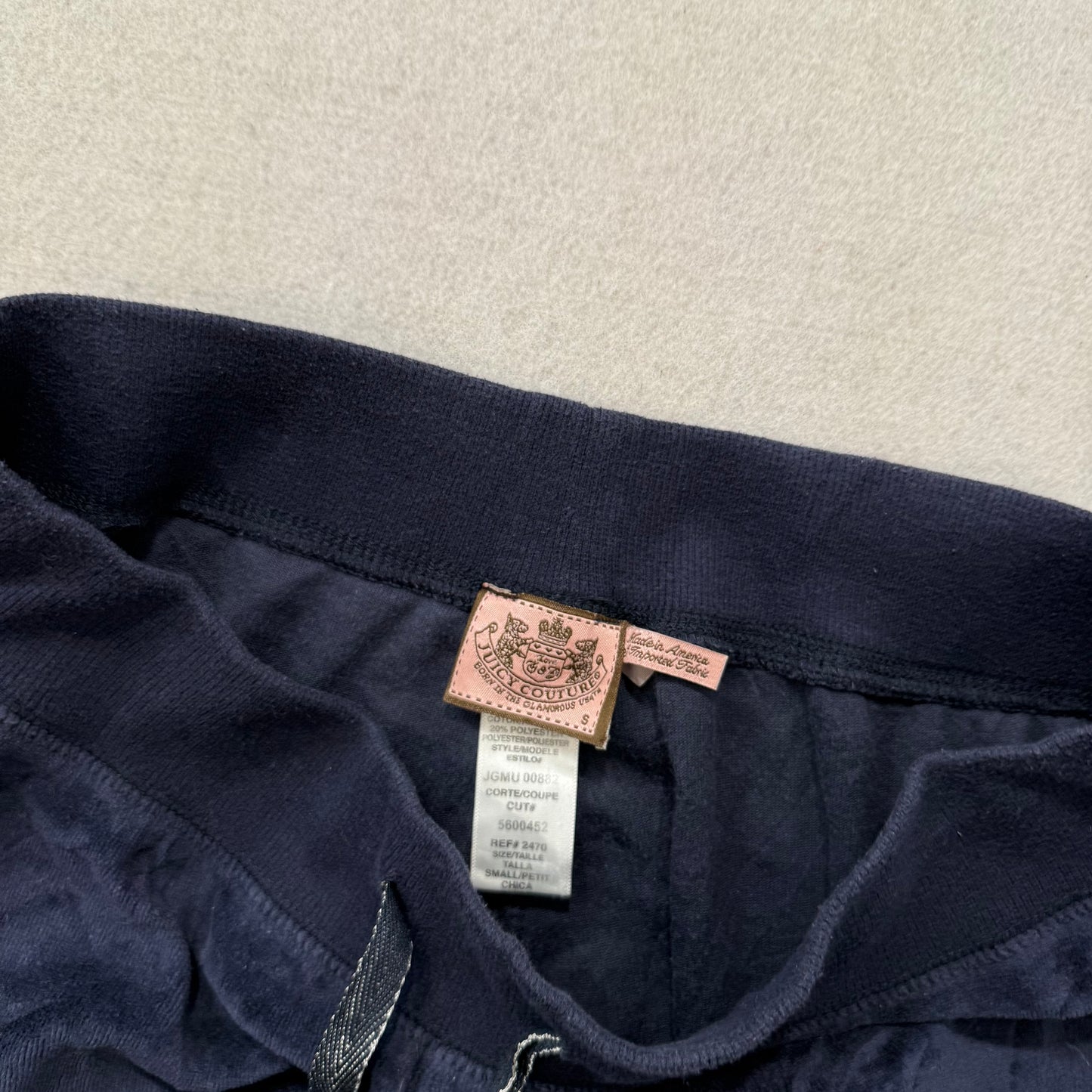 Juicy Couture Navy Blue Velour Tracksuit Set Zip Up Hoodie & Flared Pant Size S