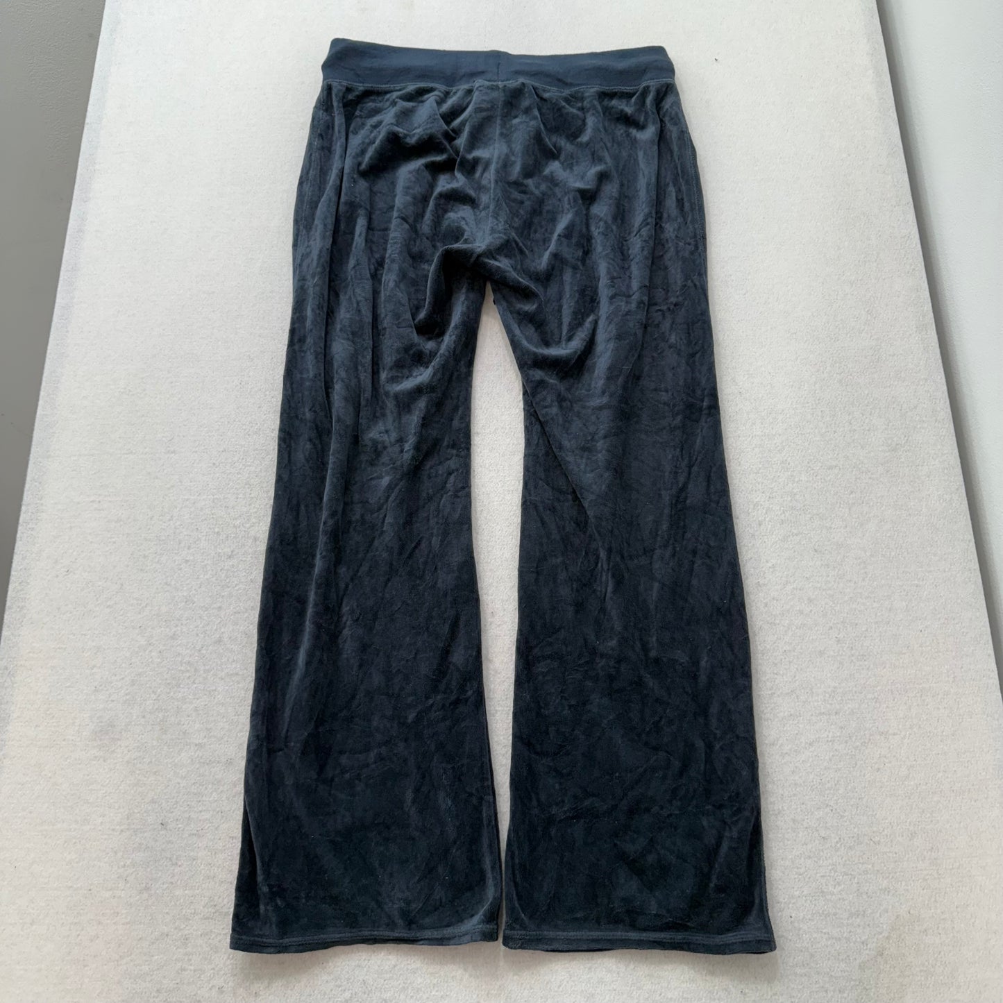 Juicy Couture Women's Navy Velour Flared Track Pant Low Rise Loungewear Size M