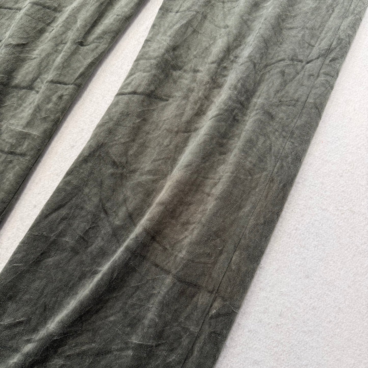 Vintage Juicy Couture Women's Army Green Velour Flare Wide Leg Track Pant Size S