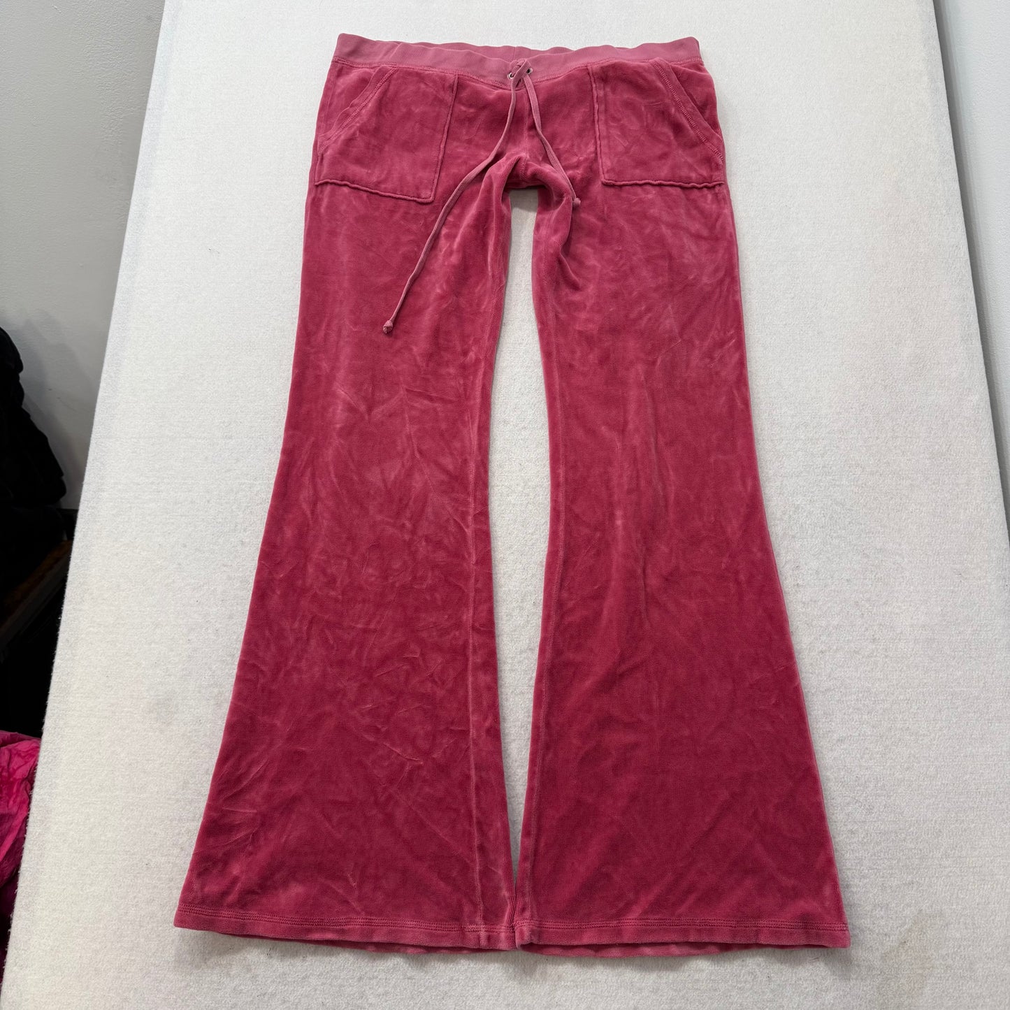 Juicy Couture Deep Rose Velour Tracksuit Set Zip Up Hoodie & Flared Pant Size M