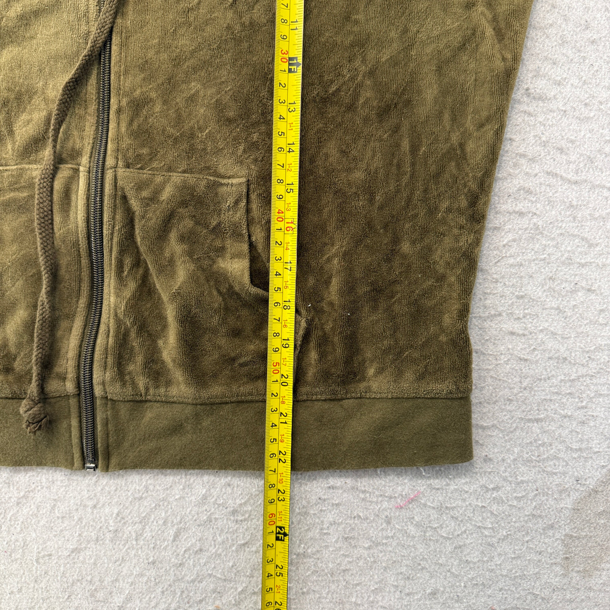 Juicy Couture Women's Olive Green Velour Zip-Up Hoodie Drawstring Y2K Size XL