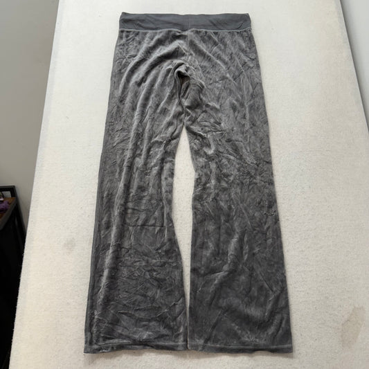 Juicy Couture Women's Smirking Gray Velour Flared Track Pant Low Rise Y2K Size M