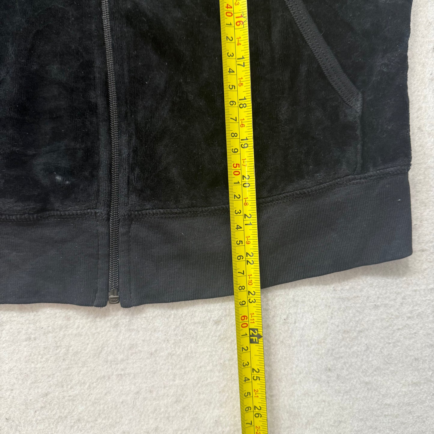 Juicy Couture Black Velour Tracksuit Set Zip Up Hoodie & Flared Pant Logo Size L