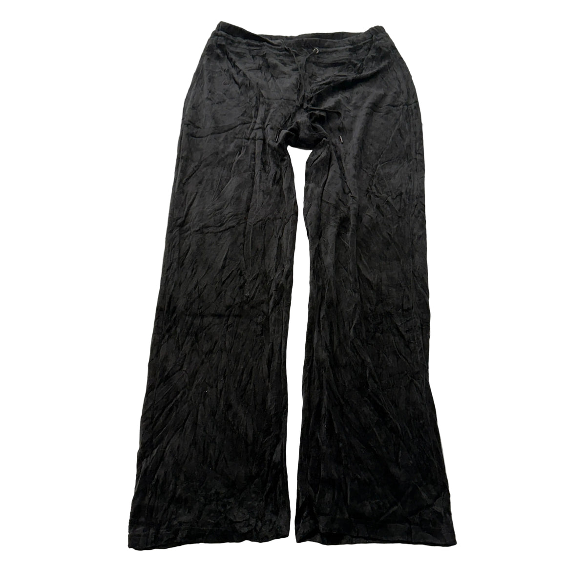 Vintage Juicy Couture Women's Black Velour Flared Track Pants Drawstring Size L