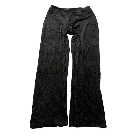 Vintage Juicy Couture Women's Black Velour Flared Track Pants Drawstring Size L