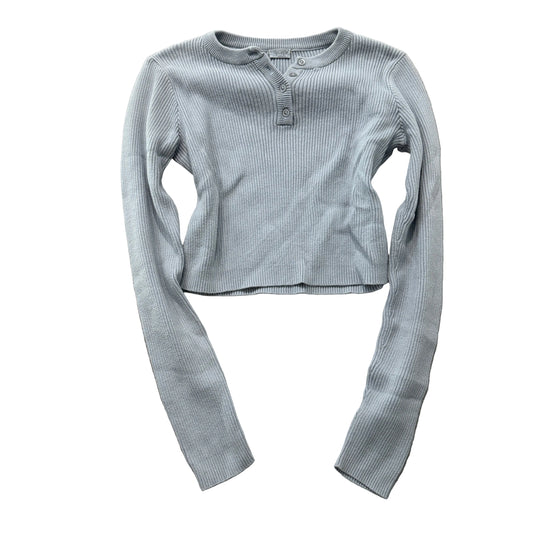 John Galt Brandy Melville Women's Baby Blue Ribbed Cropped Henley Top Size XS
