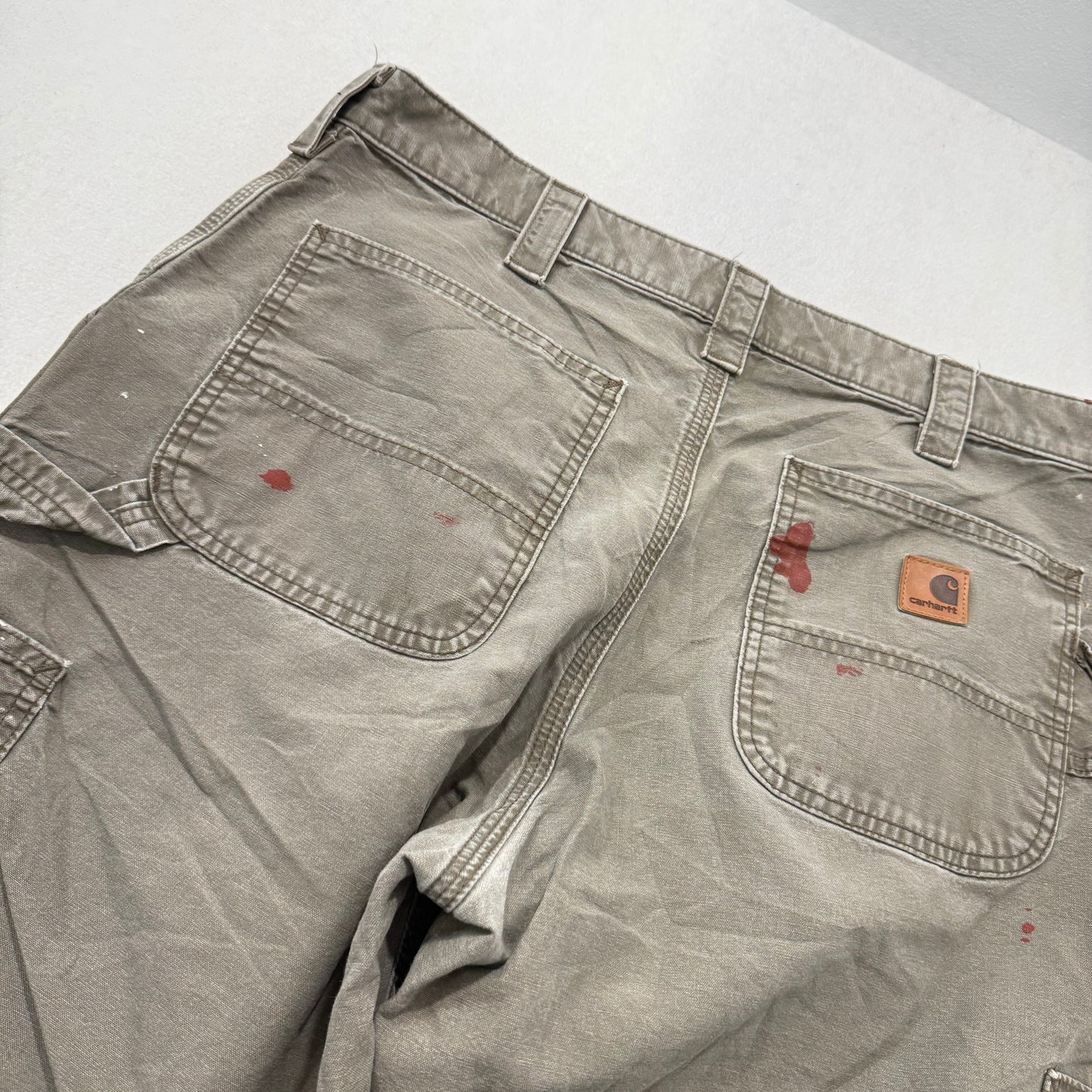 Carhartt Men's Tan Cotton Straight Leg Carpenter Pants Tool Pockets Waist 34