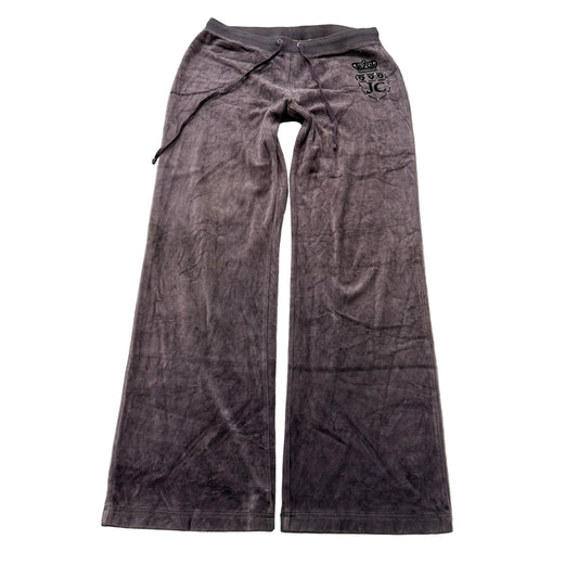 Vintage Juicy Couture Women's Dusty Purple Velour Flared Track Pants Logo Size S