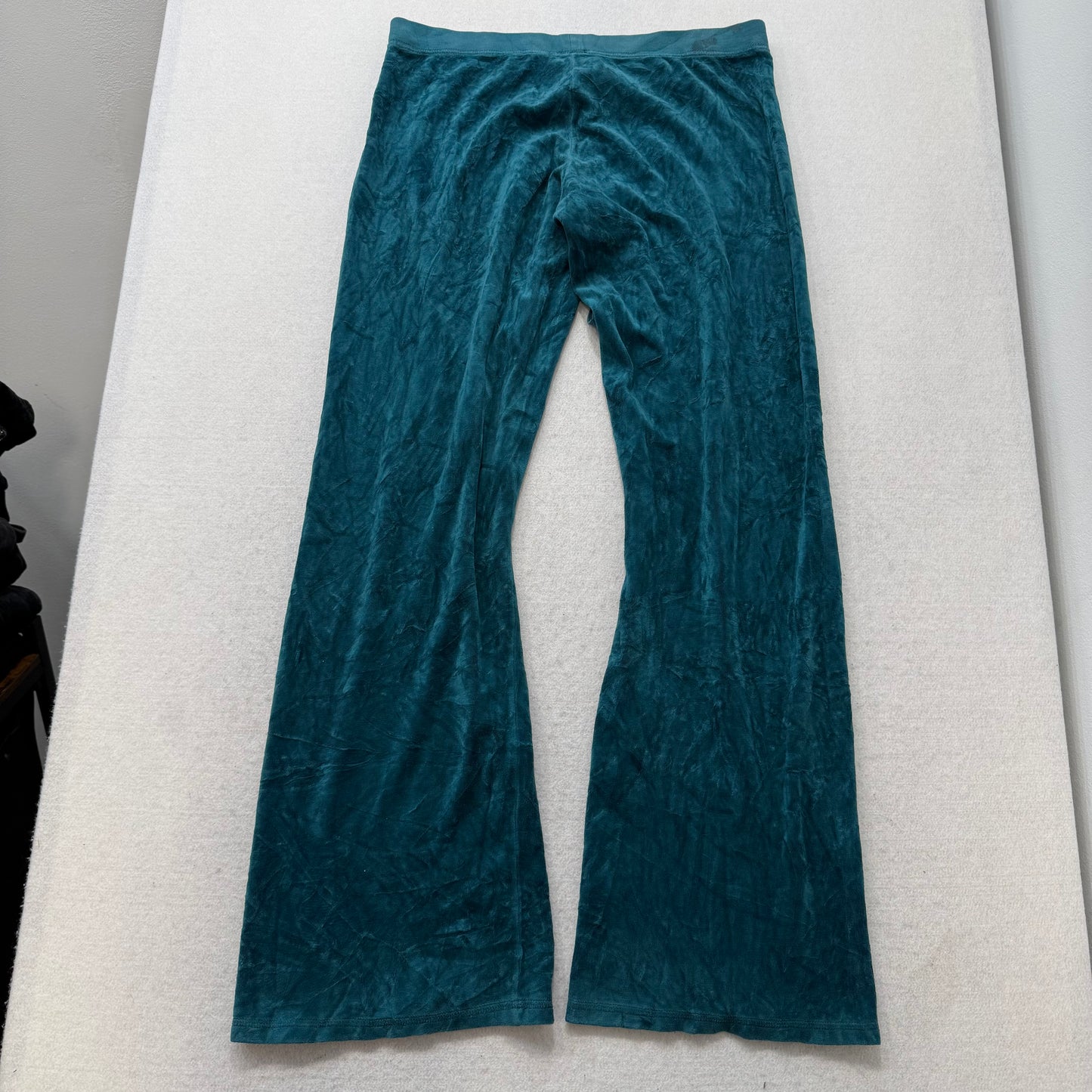 Vintage Juicy Couture Women's Dark Teal Velour Flared Track Pant Low Rise Size L