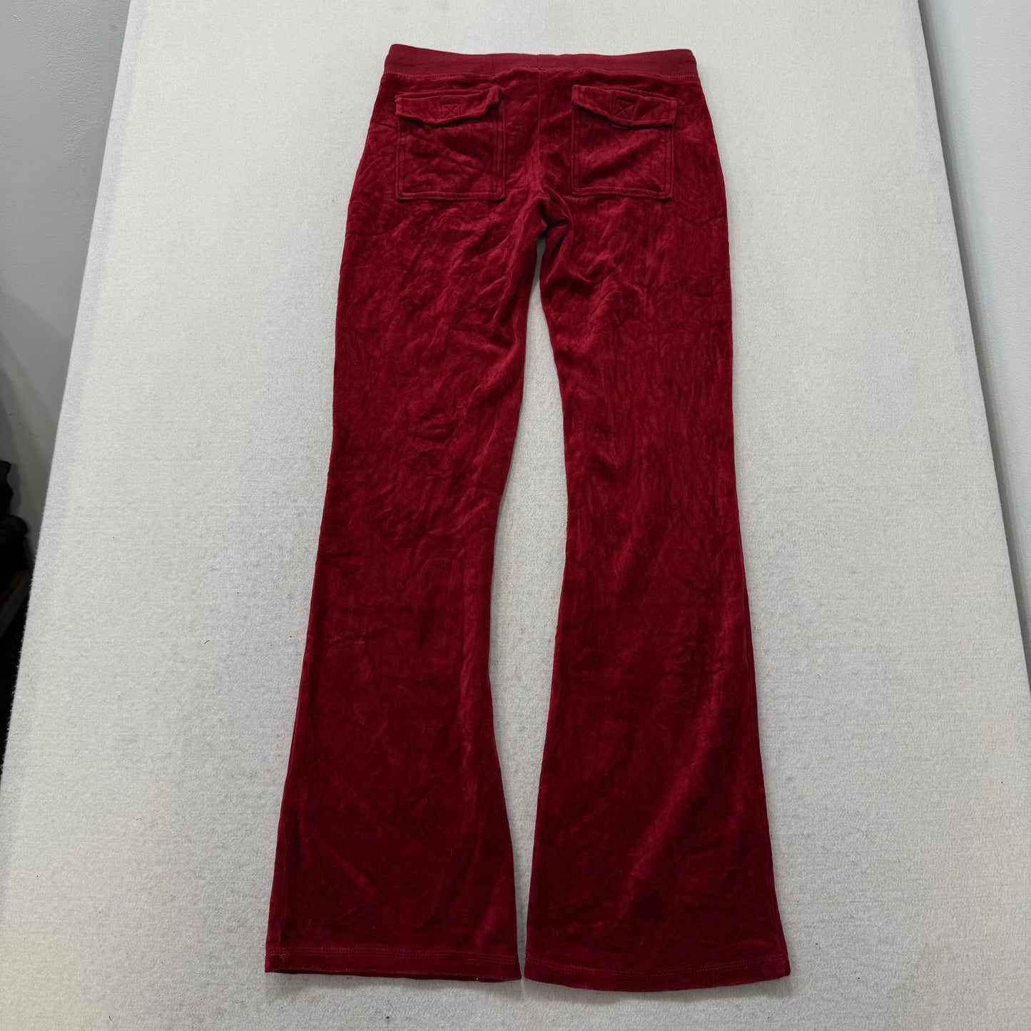 Juicy Couture Ruby Red Velour Tracksuit Set Zip-Up Hoodie & Flared Pant Size S/M