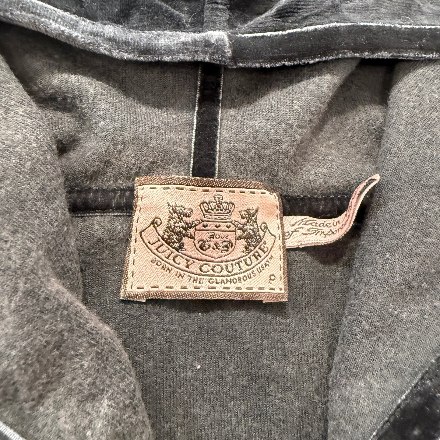 Juicy Couture Women's Black Zip-Up Hoodie Pockets Loungewear Classic Size P