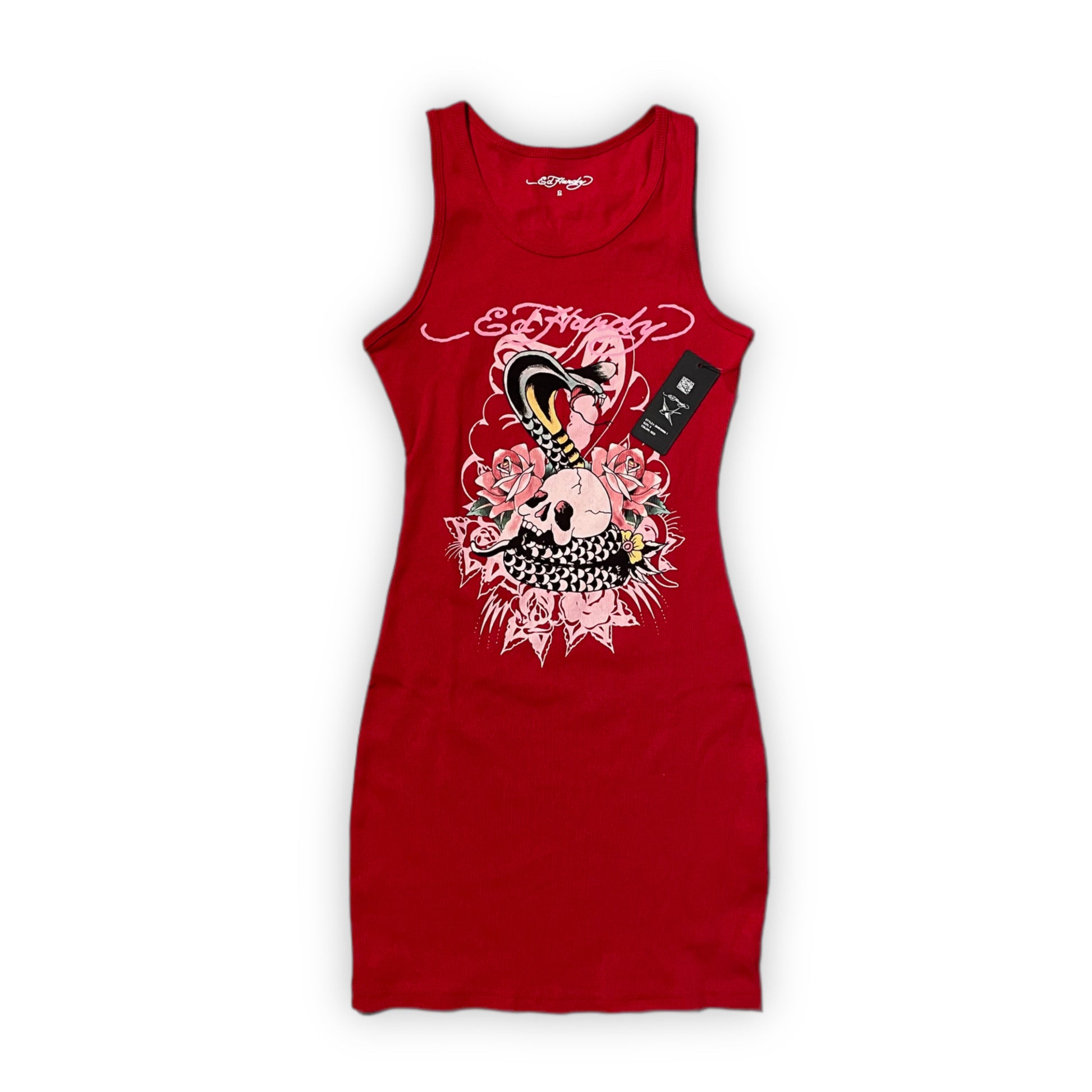 Ed Hardy “Cobra” Red Rib Tank Dress - Clean Curriculums 